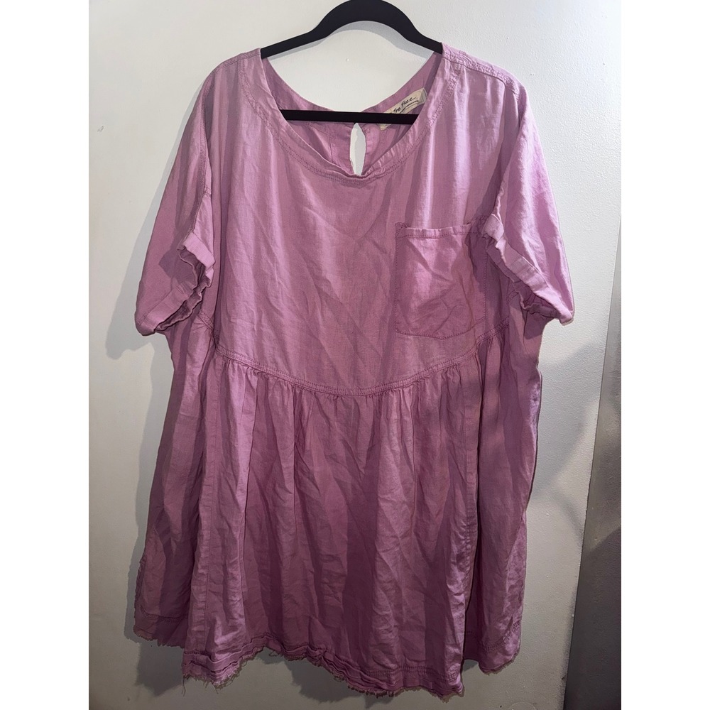 We The Free Pink Linen Moon City Tunic Top XL Boho Frayed Hem Boho - Picture 2 of 11